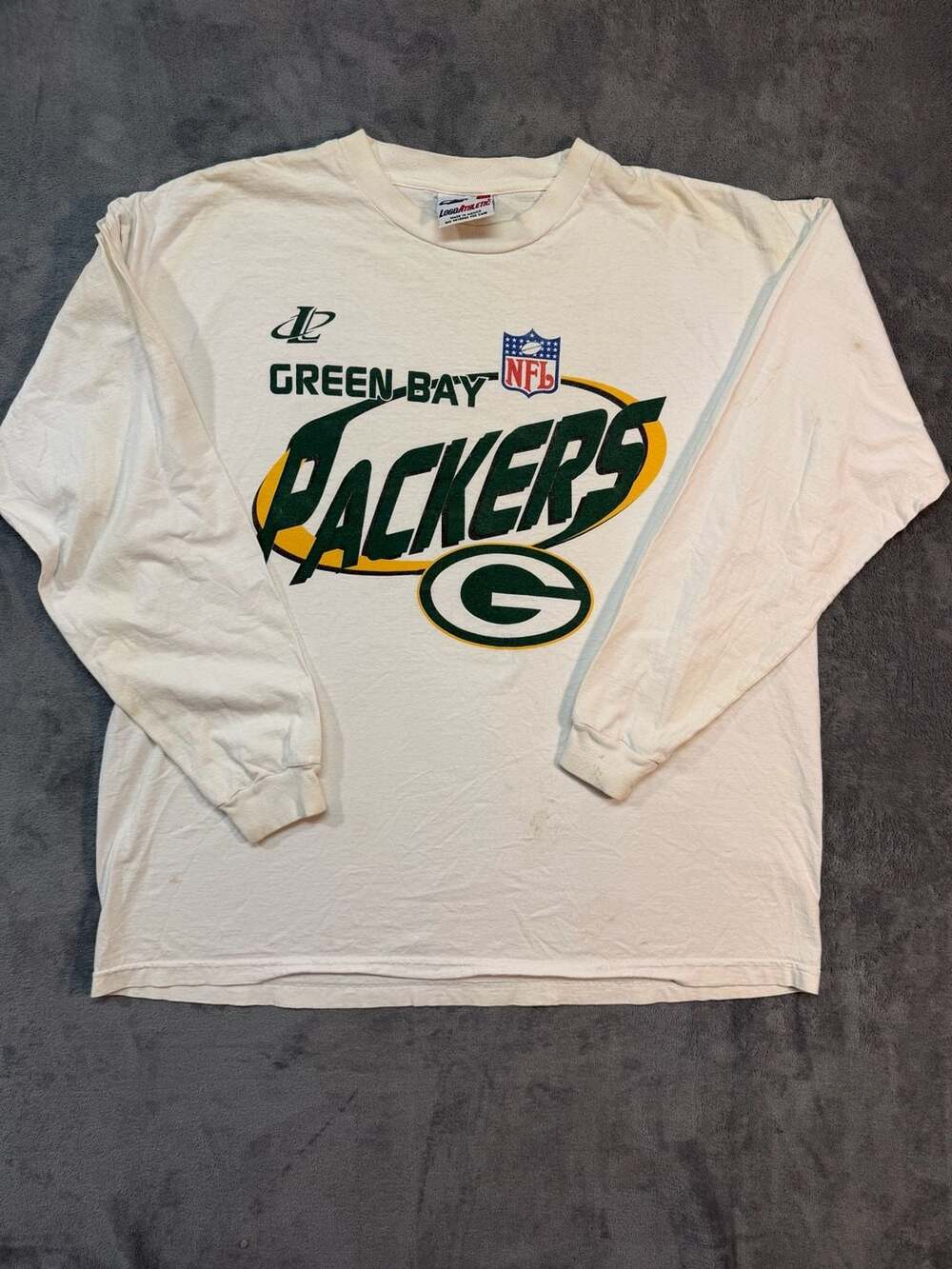 90’s Vintage Logo Athletic Green Bay Packers Long Sleeve White T-Shirt XL
